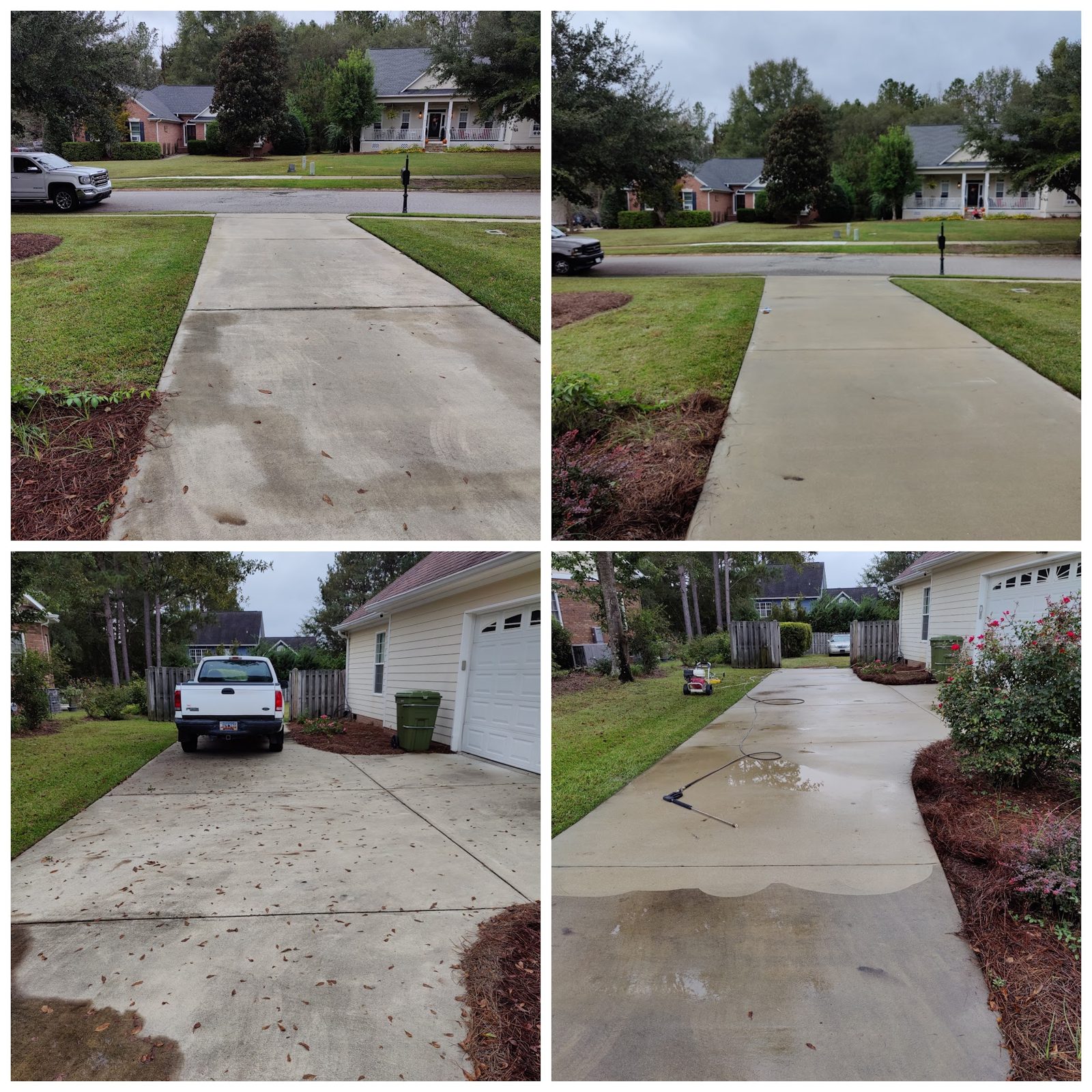 Pavers and concrete cleaned and ready for sealing, a Soda City job