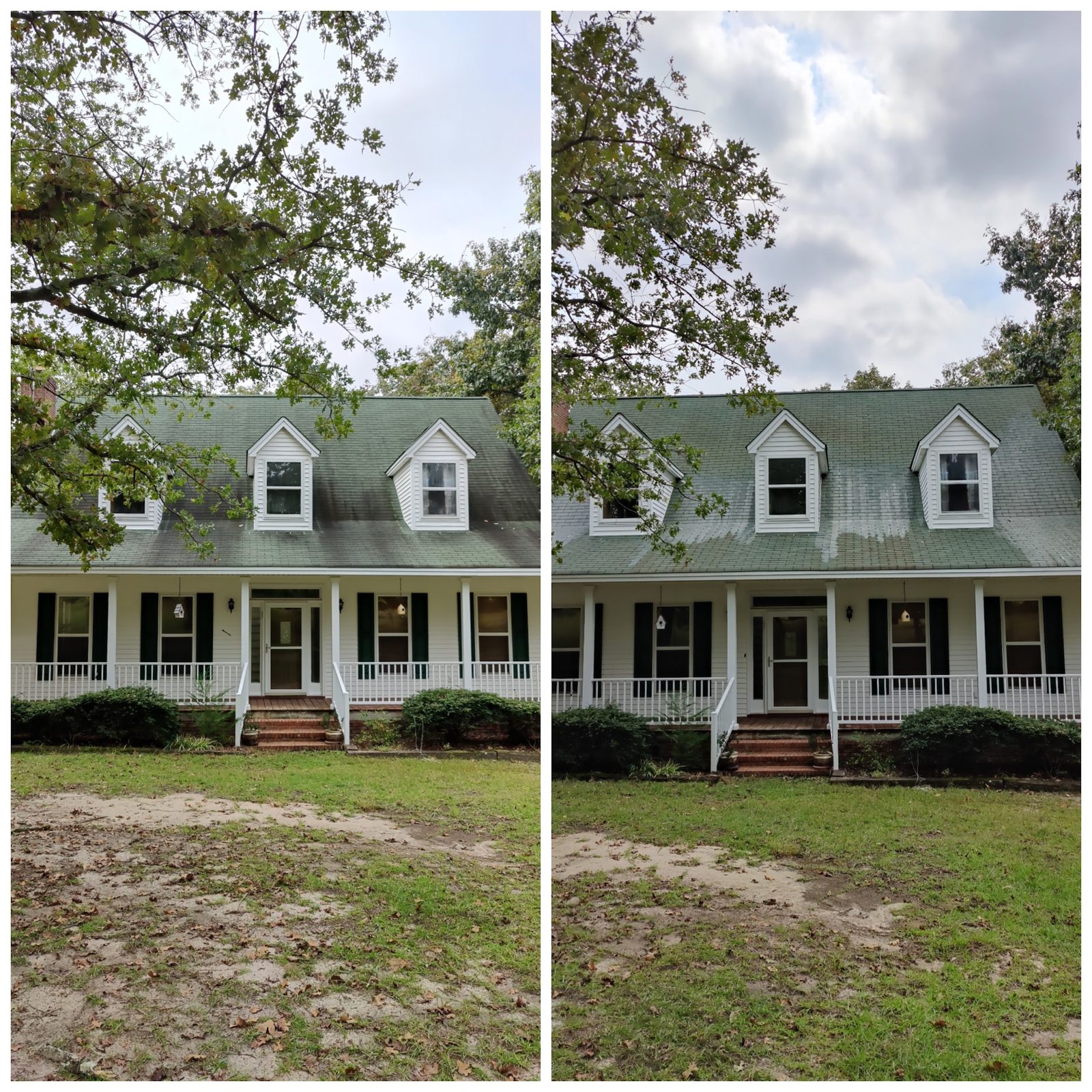 Siding before and after on a Soda City house wash