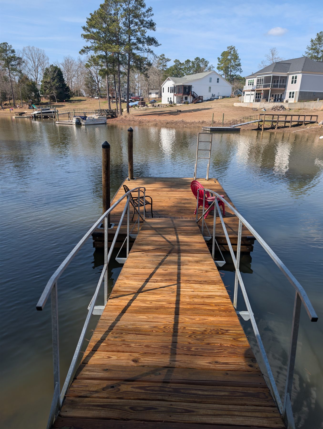 A wooden dock on a Lake Murray cove near Chapin
